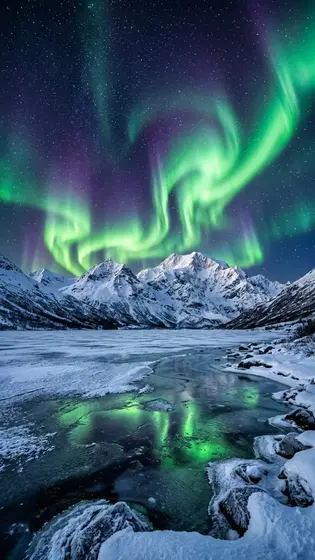 Aurora over the fjord