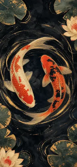 Koi and gold leaf